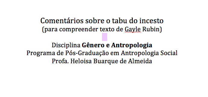 e-Aulas da USP :: Comentários sobre o tabu do incesto (para...